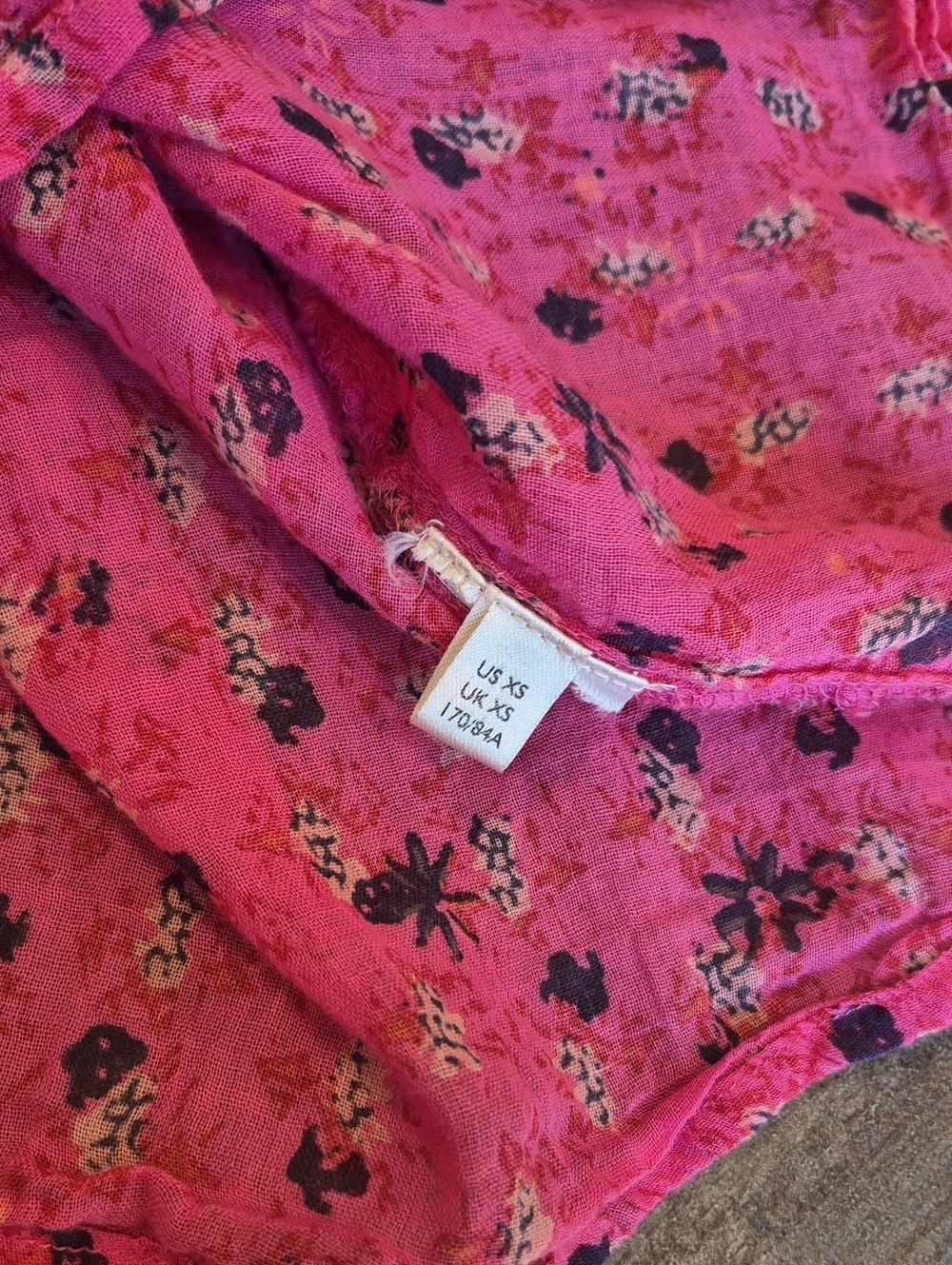 Free People Pink & Red Ruffle Detail Floral Long Sleeve Bohemian Top, XS - Picture 10 of 10